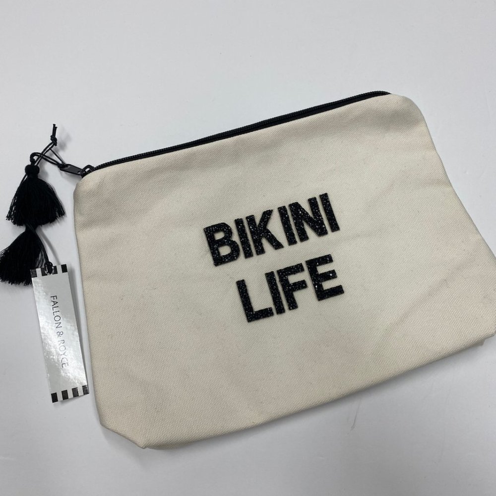 Fallon & Royce Bikini Life Black Crystal Canvas Bikini Clutch